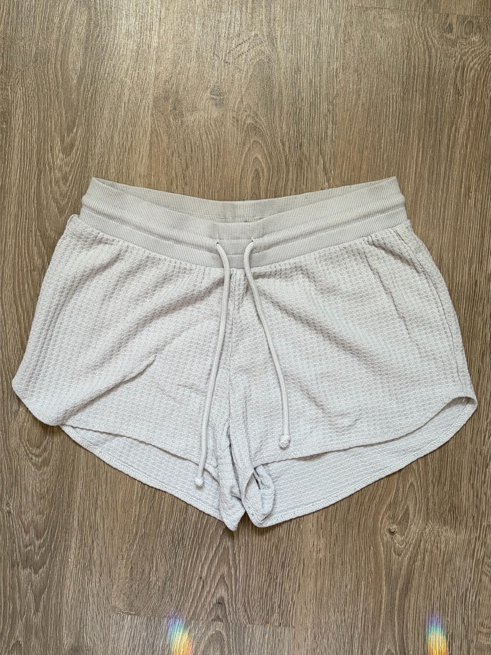 Women's White Soft Waffle Knit Sleep Shorts - Size S